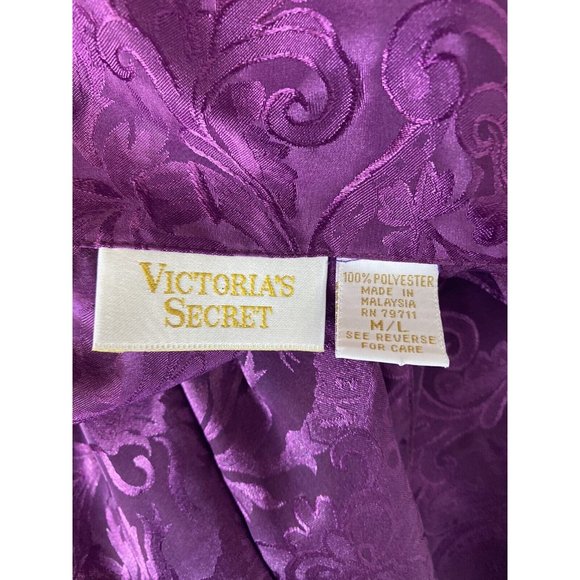 VTG Victorias Secret Gold Label Purple Damask Sleep Shirt Chemise Set Med M/L - Picture 10 of 12